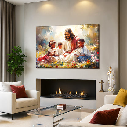 Jesus With Children Faith Wall Art V