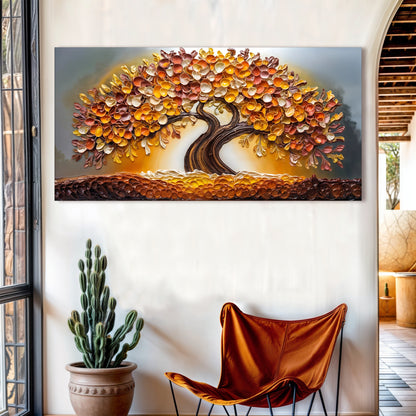 Golden Autumn Impasto Wall Art