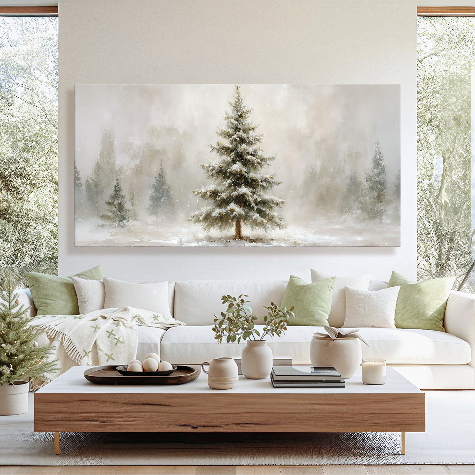 Snowy Christmas Tree Christmas Wall Art