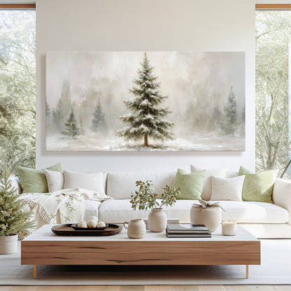 Snowy Christmas Tree Christmas Wall Art