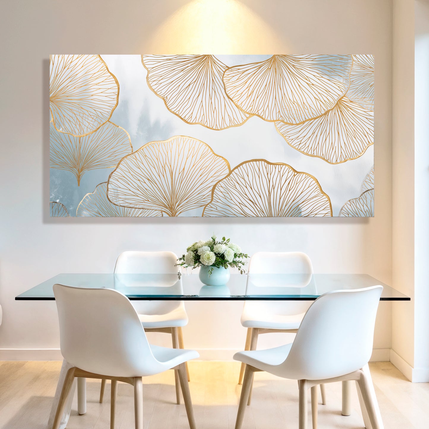 Gold Ginkgo Leaf Silhoutte Wall Art