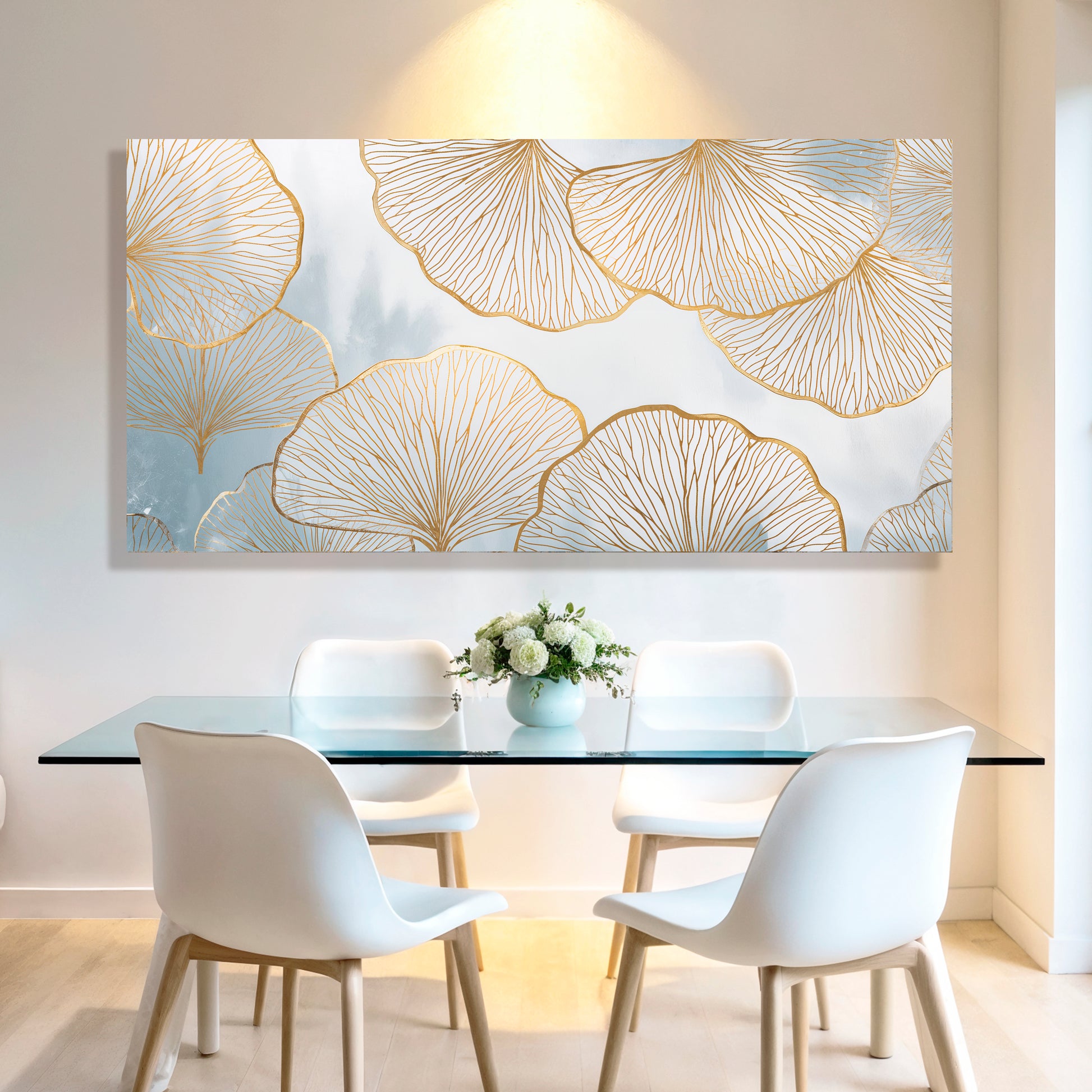 Gold Ginkgo Leaf Silhoutte Wall Art