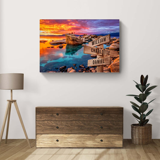 Sunset Beach Skies Family Names Sign