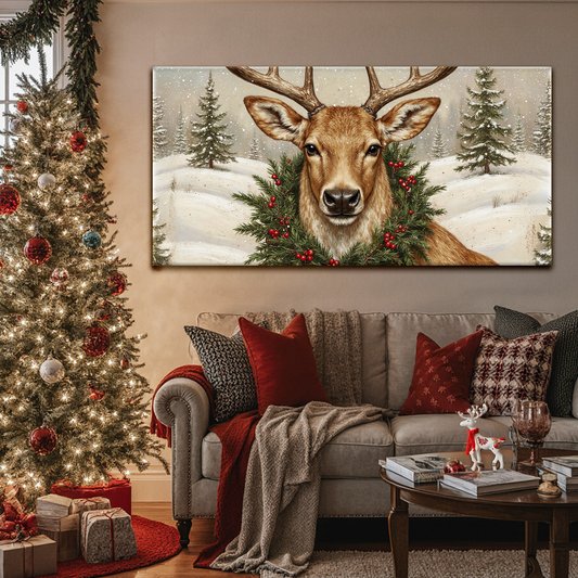 Vintage Christmas Deer Wall Art