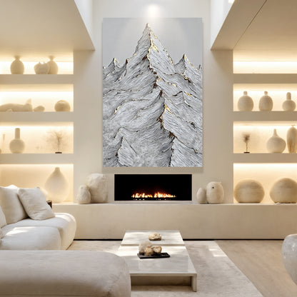 Golden Frozen Peaks Abstract Wall Art