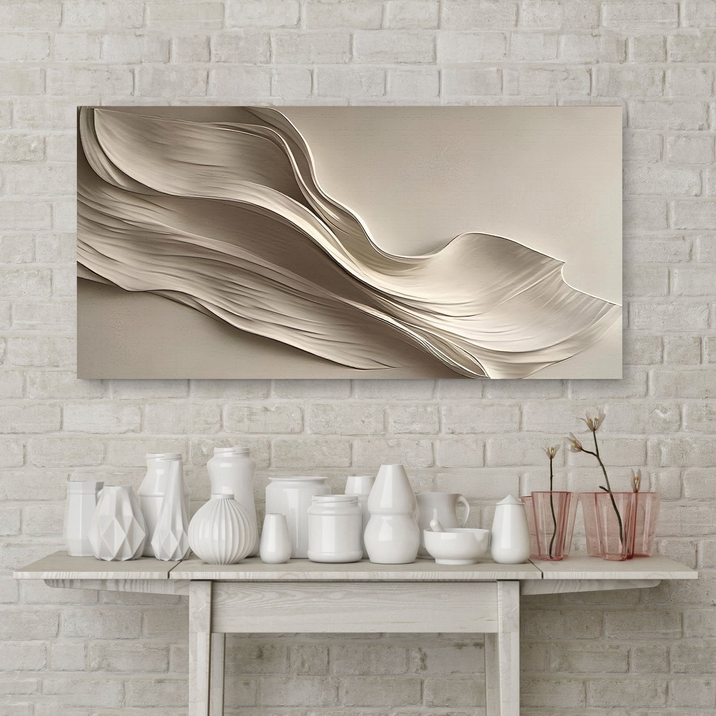 Beige Abstract Minimalist Wall Art