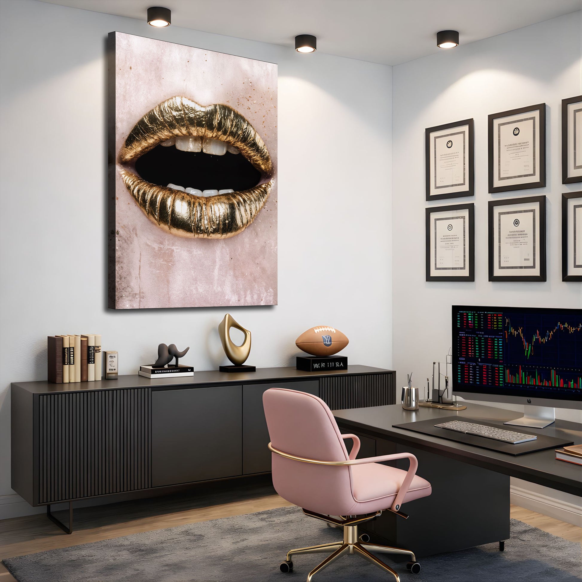 Golden Lips Wall Art