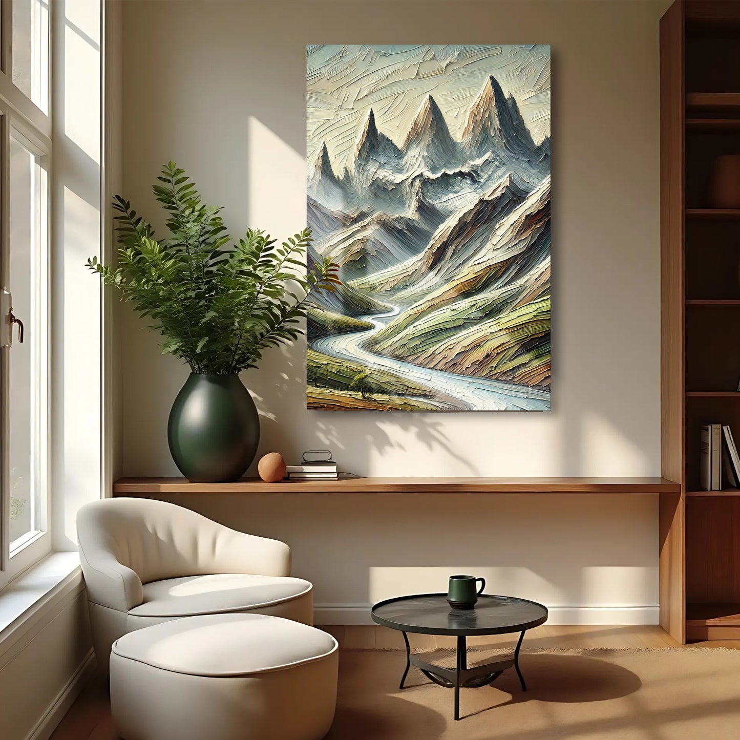 Abstract Mountain and River Landscape Wall Art II