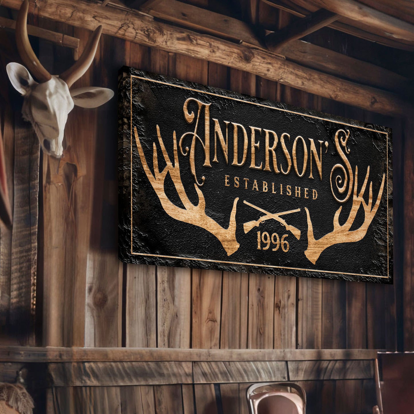 Personalized Family Antler Sign II