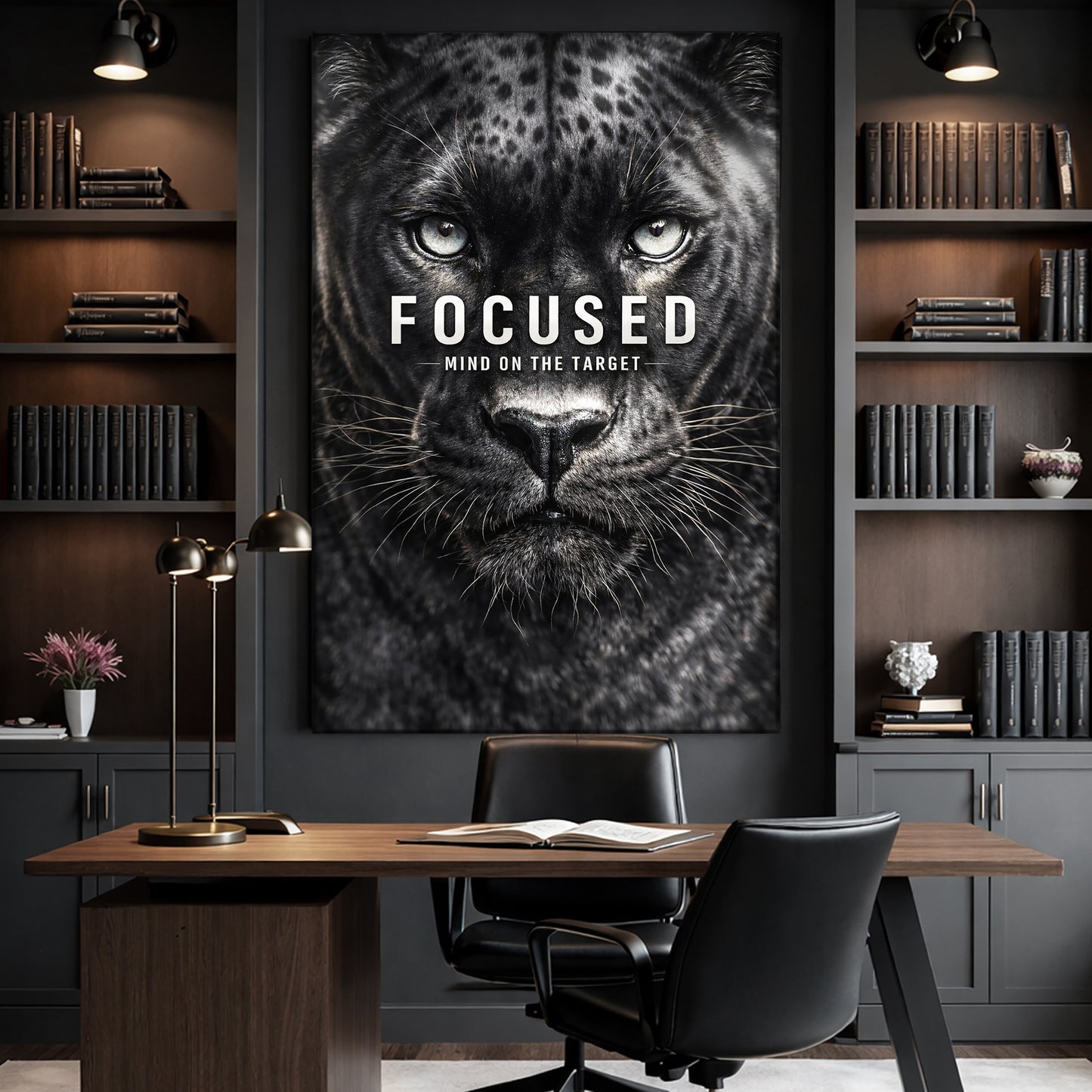 Focused Black Panther Motivational Wall Sign