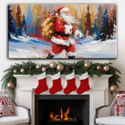 Vintage Santa in the Snow Wall Art II