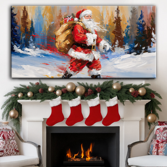 Vintage Santa in the Snow Wall Art II