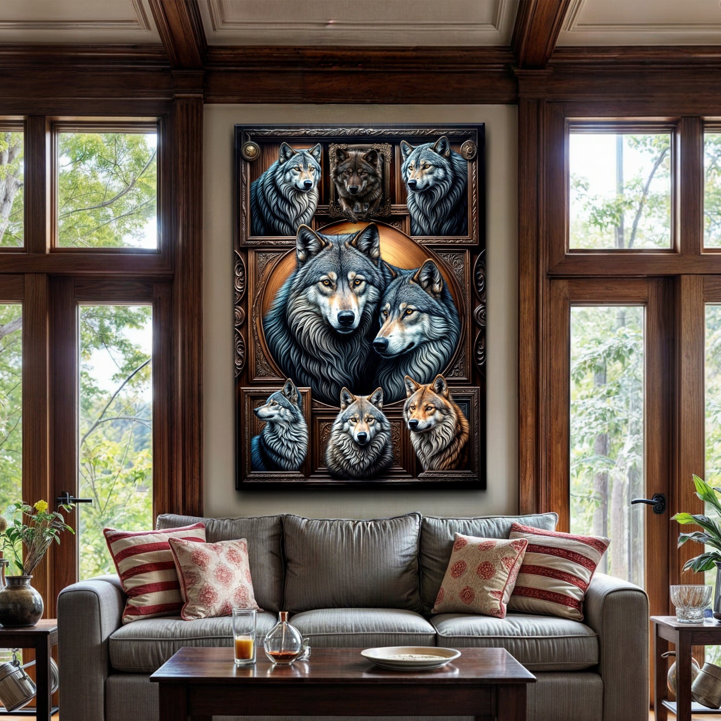 3D Wolf Collage Wall Art III