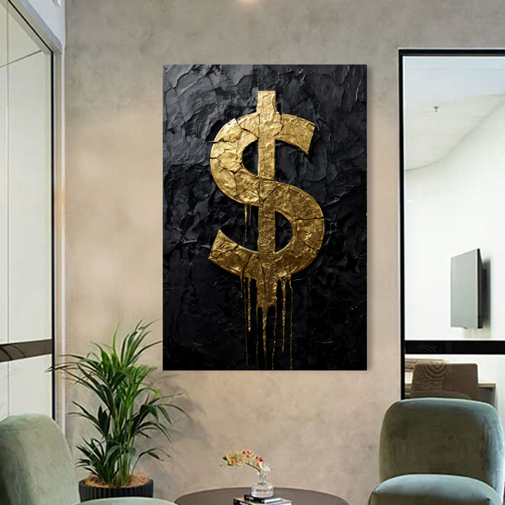 Goldene Dollarzeichen Leinwand Wall Art
