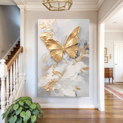 Golden Butterfly Wings Abstract Wall Art