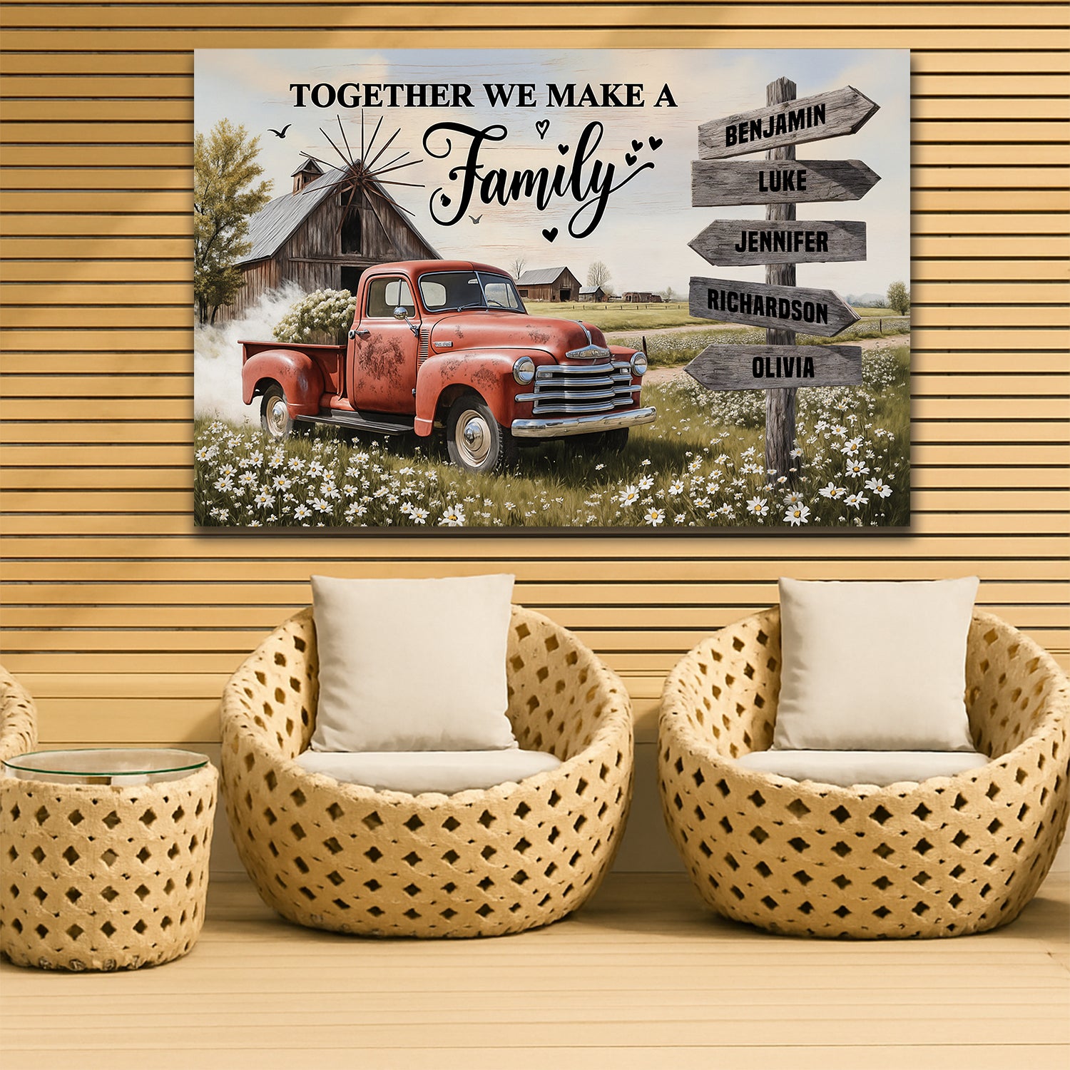 Personalized Family Farmhouse Old Truck Wall Art