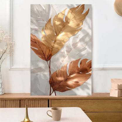 Golden Leaf Abstract Wall Art