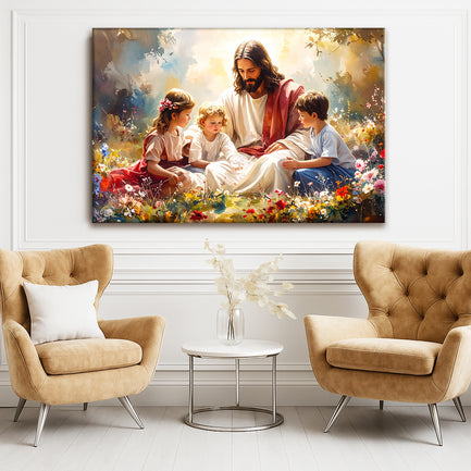 Jesus With Children Faith Wall Art II