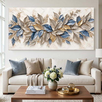 Blue & Gold Botanical Leaves