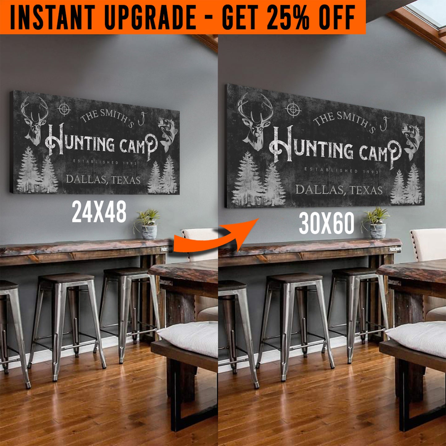 Upgrade Your 48x24 Inches 'Fishing And Hunting' (Style 2) Canvas To 60x30 Inches