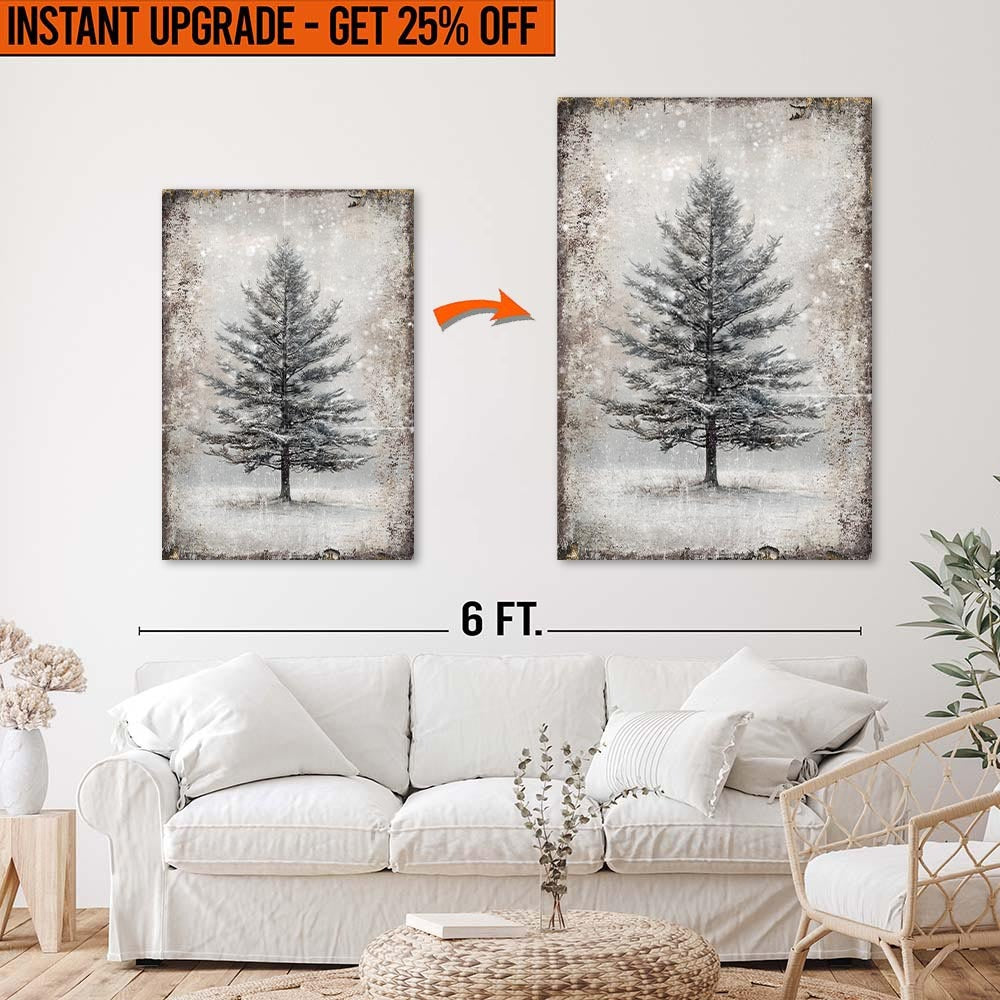 Upgrade Your 36x24 Inches 'Vintage Christmas Tree Wall Art II' Canvas To 48x32 Inches