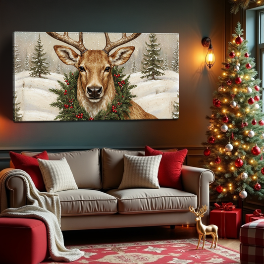 Vintage Christmas Deer Wall Art