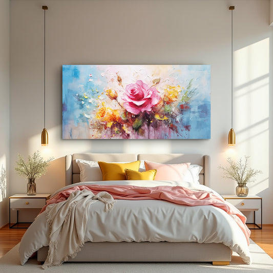 Rose Flower Impasto Wall Art