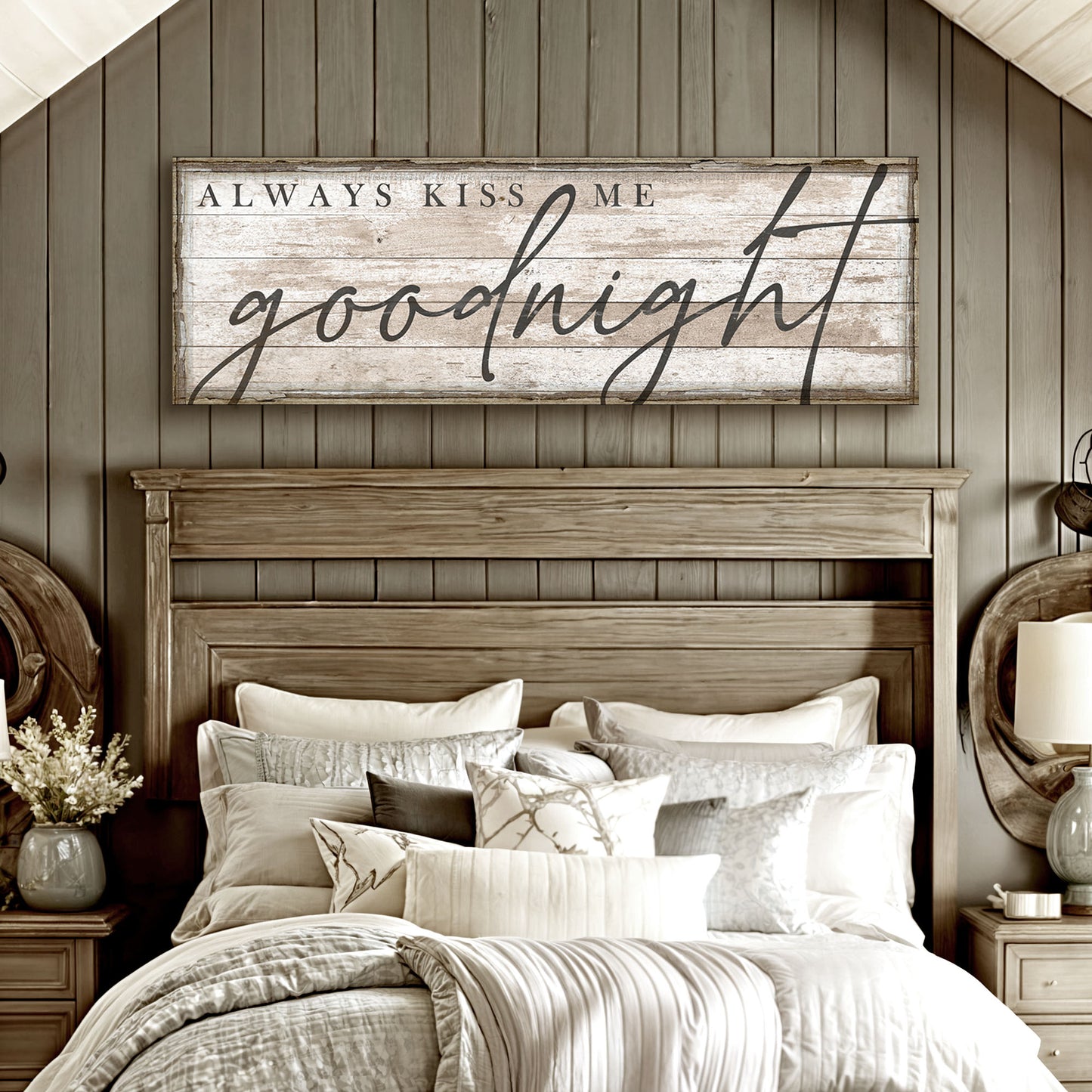 Always Kiss Me Goodnight Bedroom Sign II