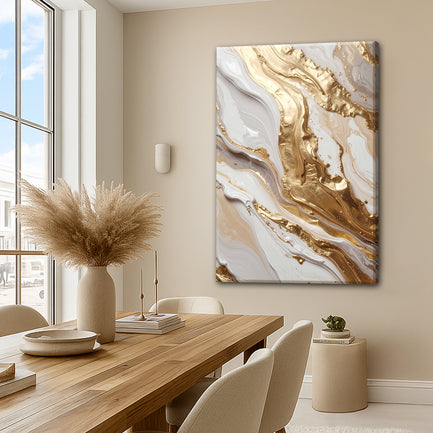 Metallic White And Gold Marble Wall Art