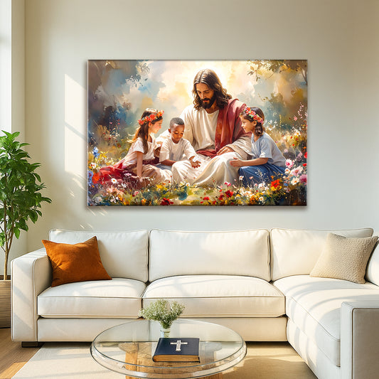 Jesus With Children Faith Wall Art IX