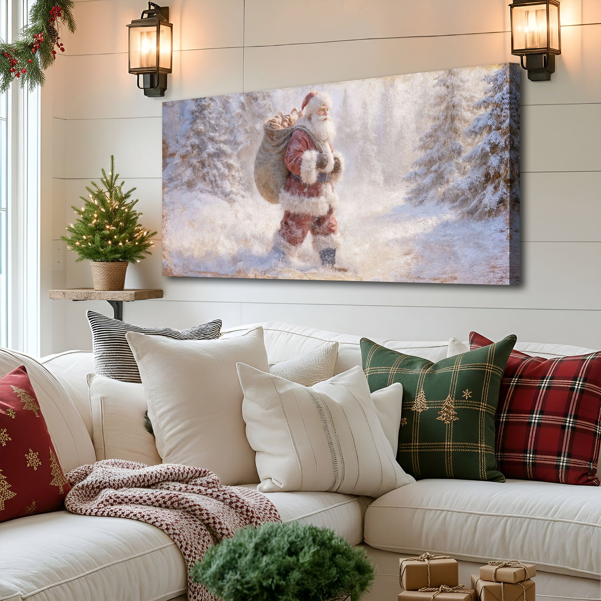 Vintage Santa in the Snow Wall Art