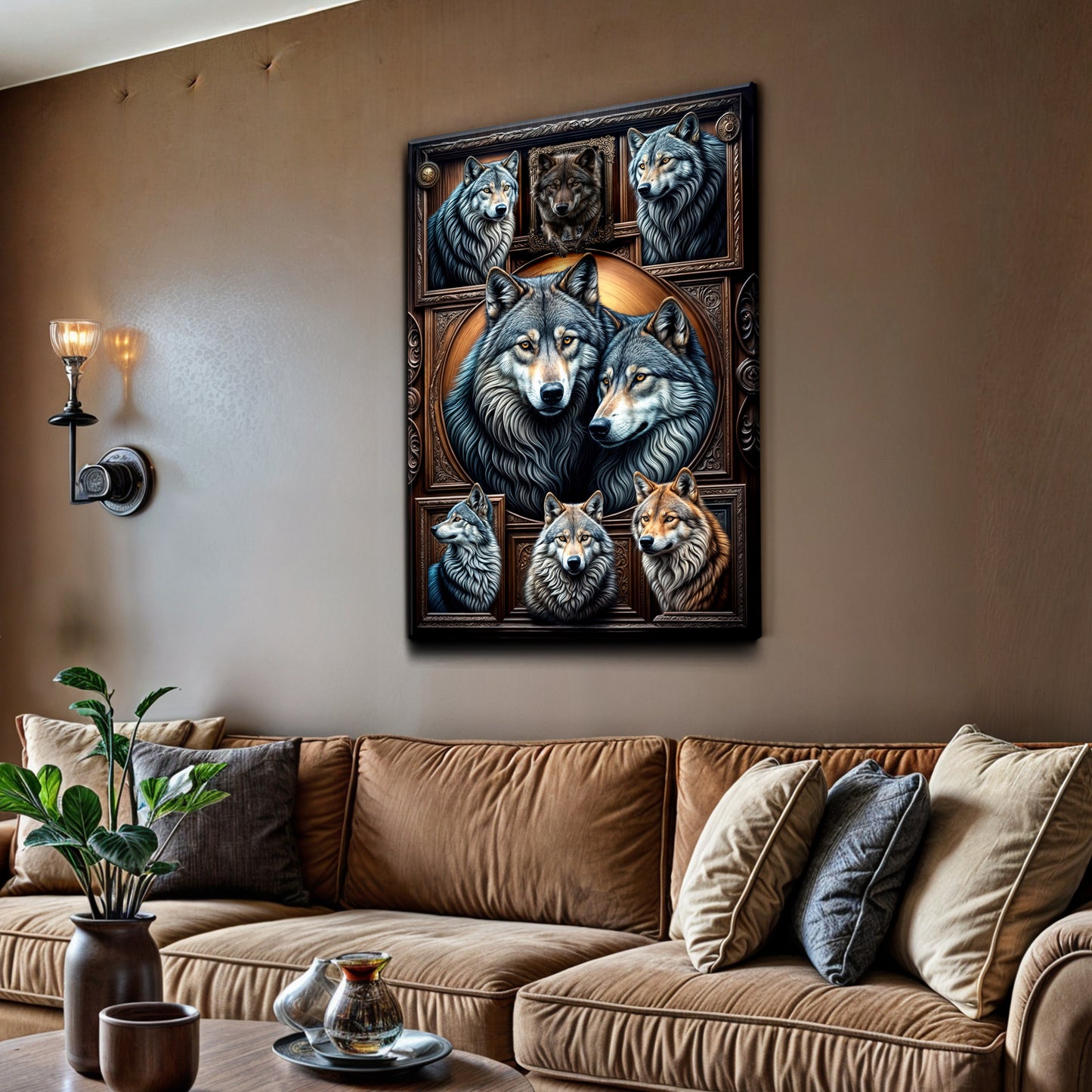 3D Wolf Collage Wall Art III