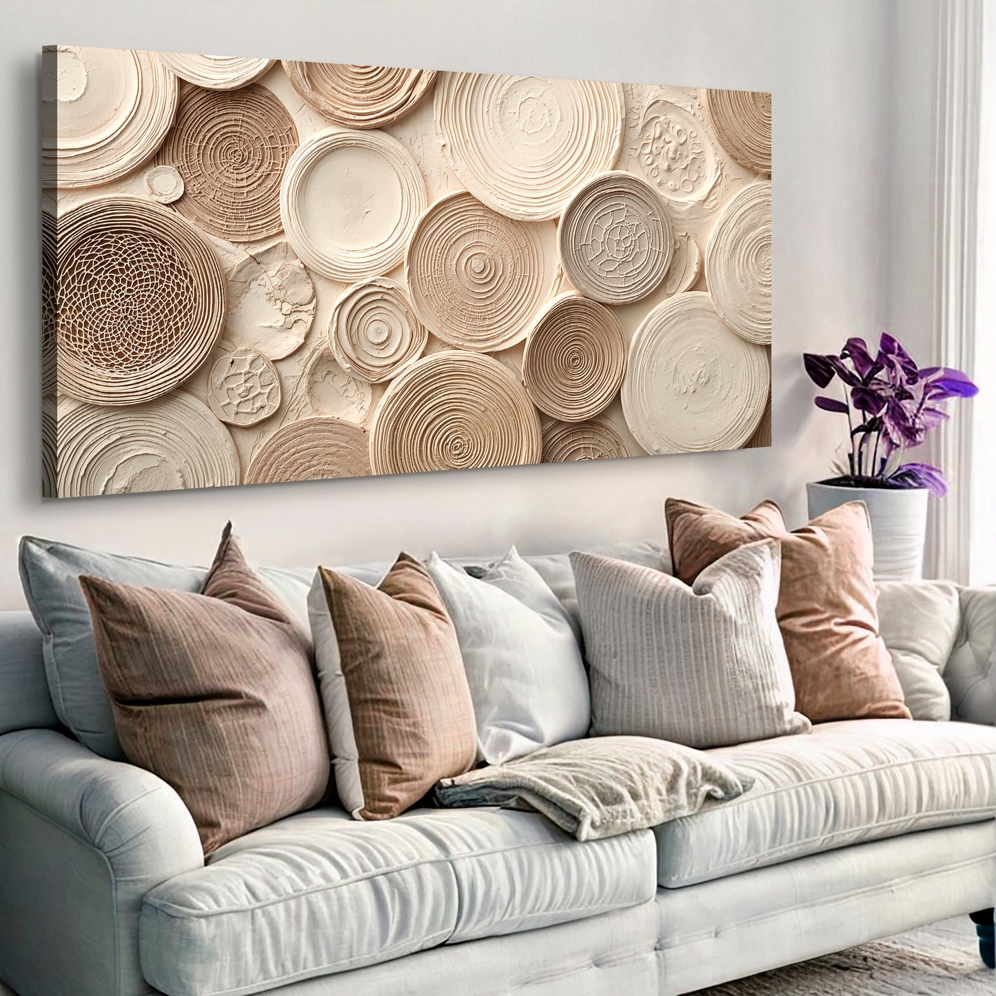Beige Mirage Rings Abstract Wall Art