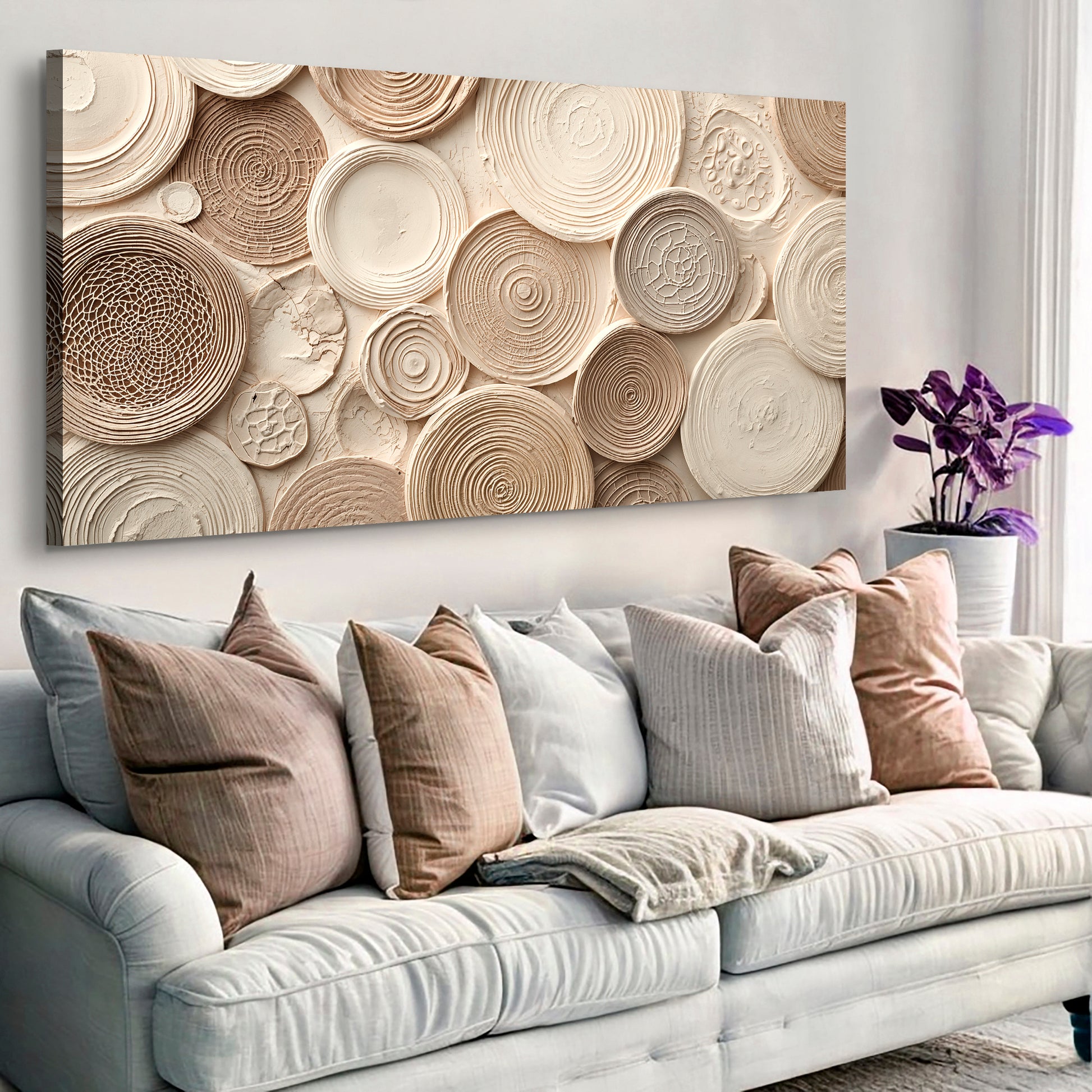 Beige Mirage Rings Abstract Wall Art