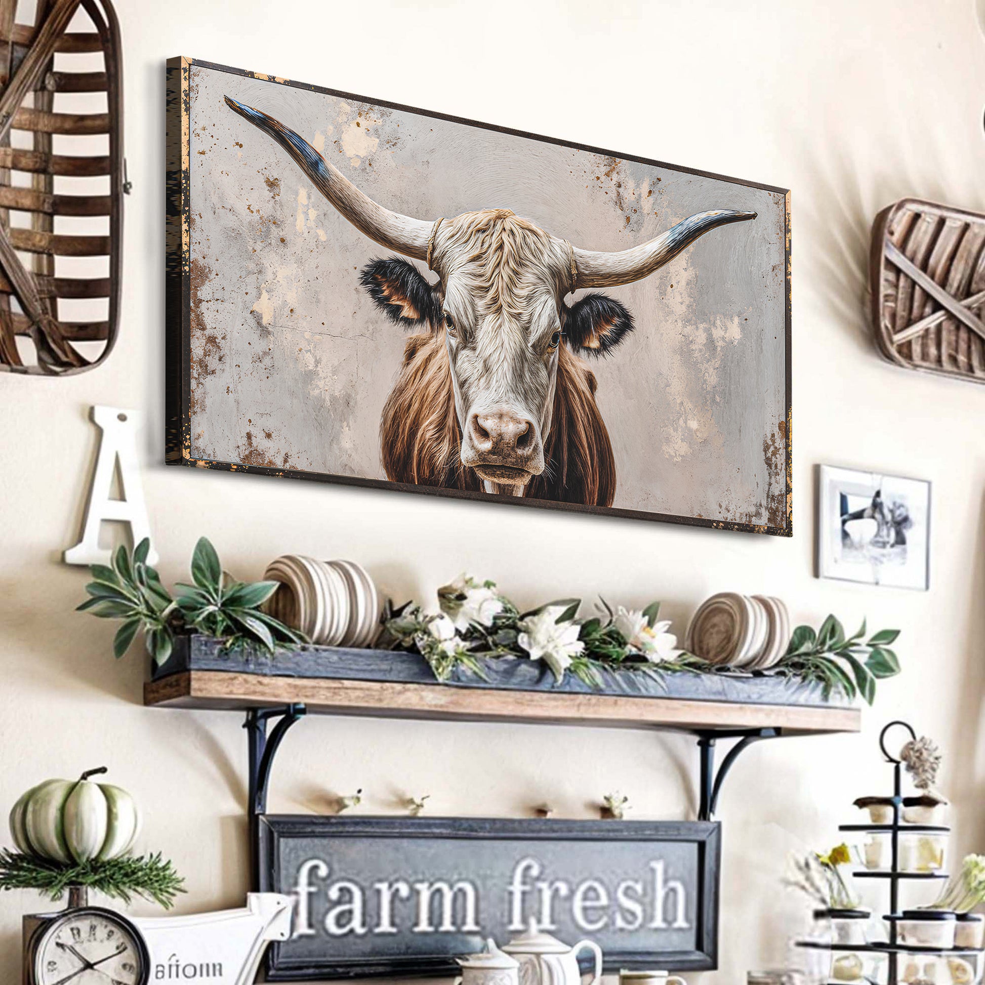 Texas Longhorn Gaze Abstract Wall Art