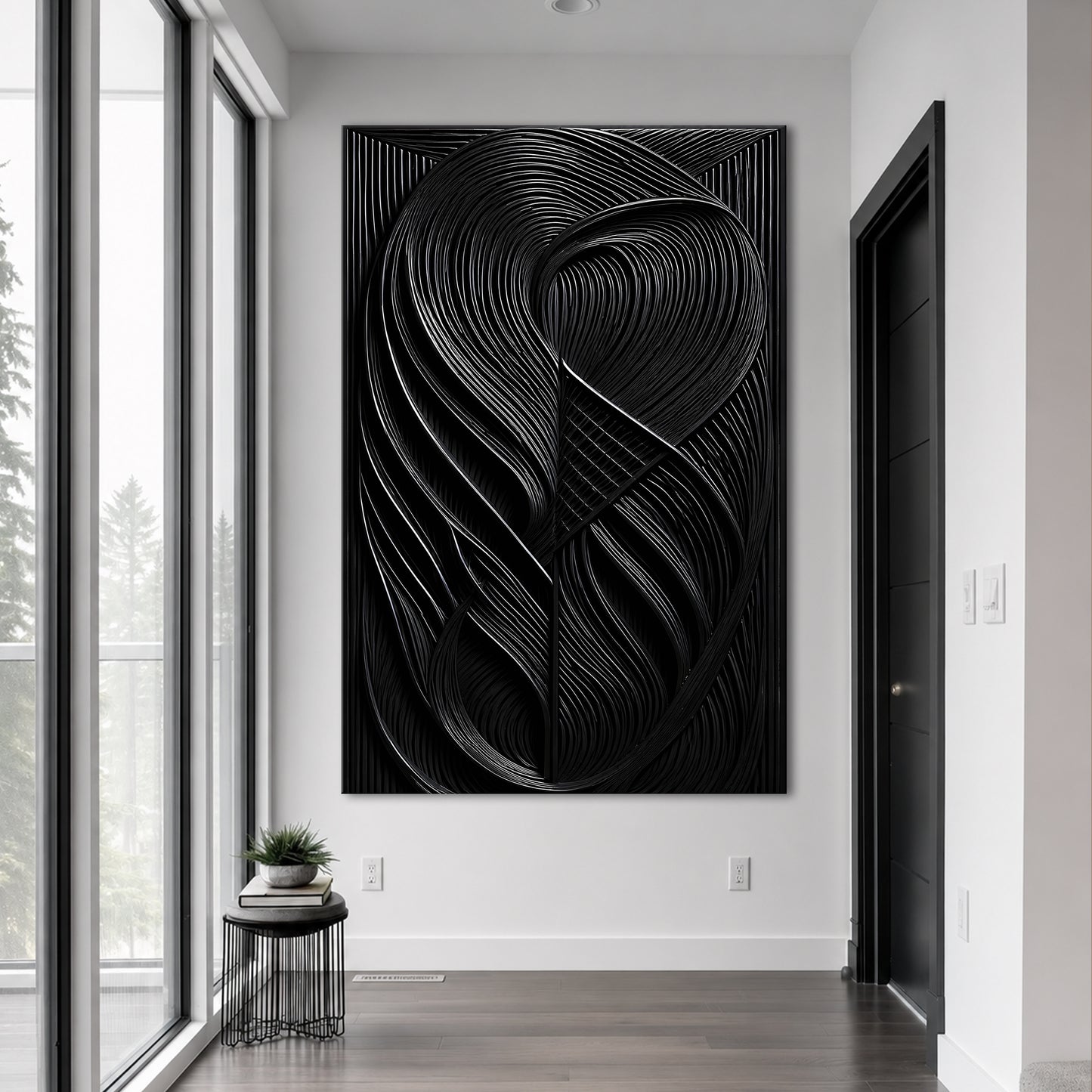 Modern Black Waves Wall Art