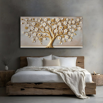 3D White And Gold Tree of Life Wall Art