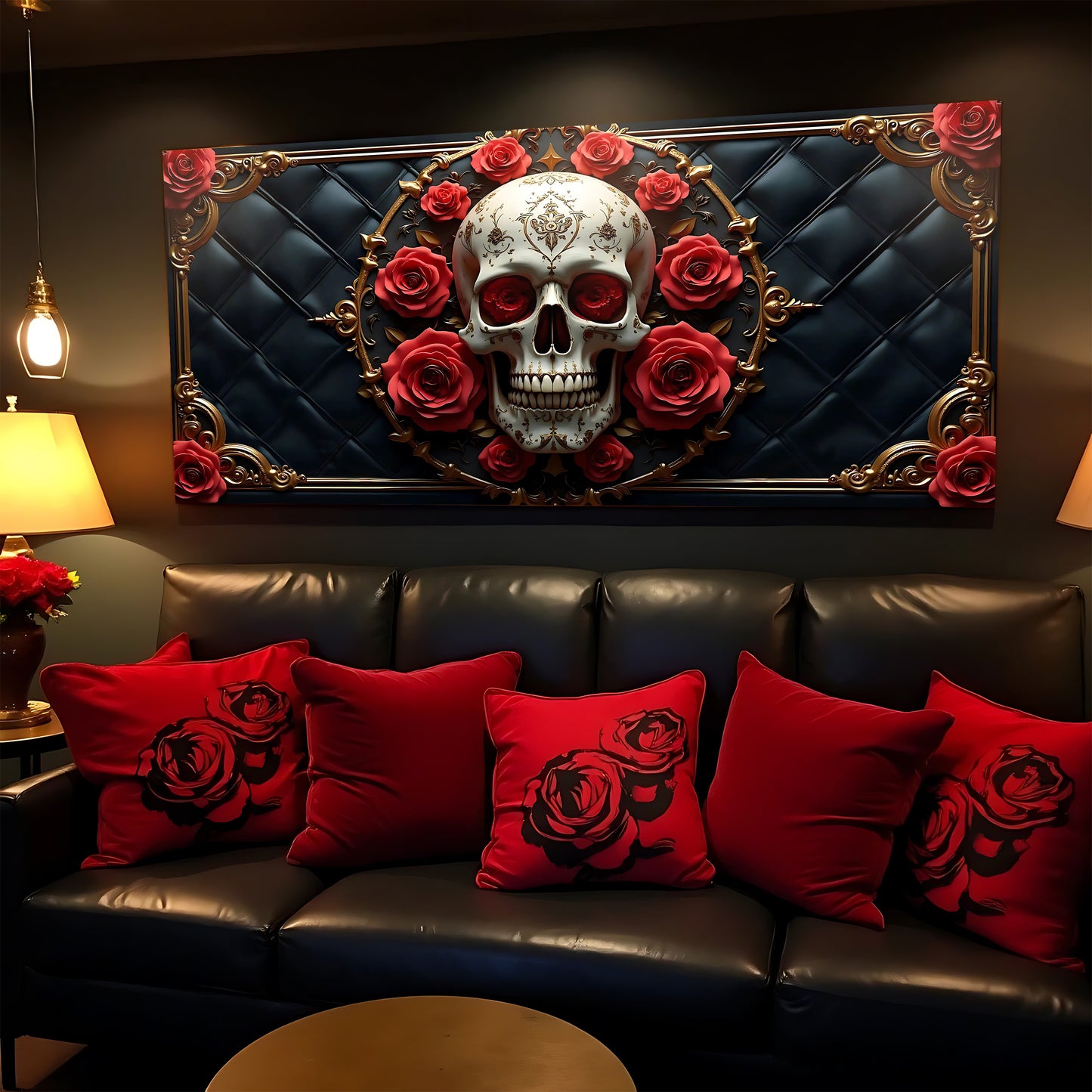 3D Rose and Skull Wall Art VII