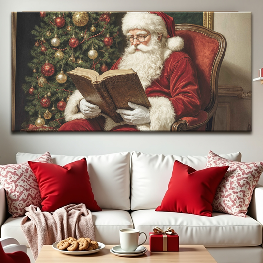 Vintage Santa Reading Wall Art