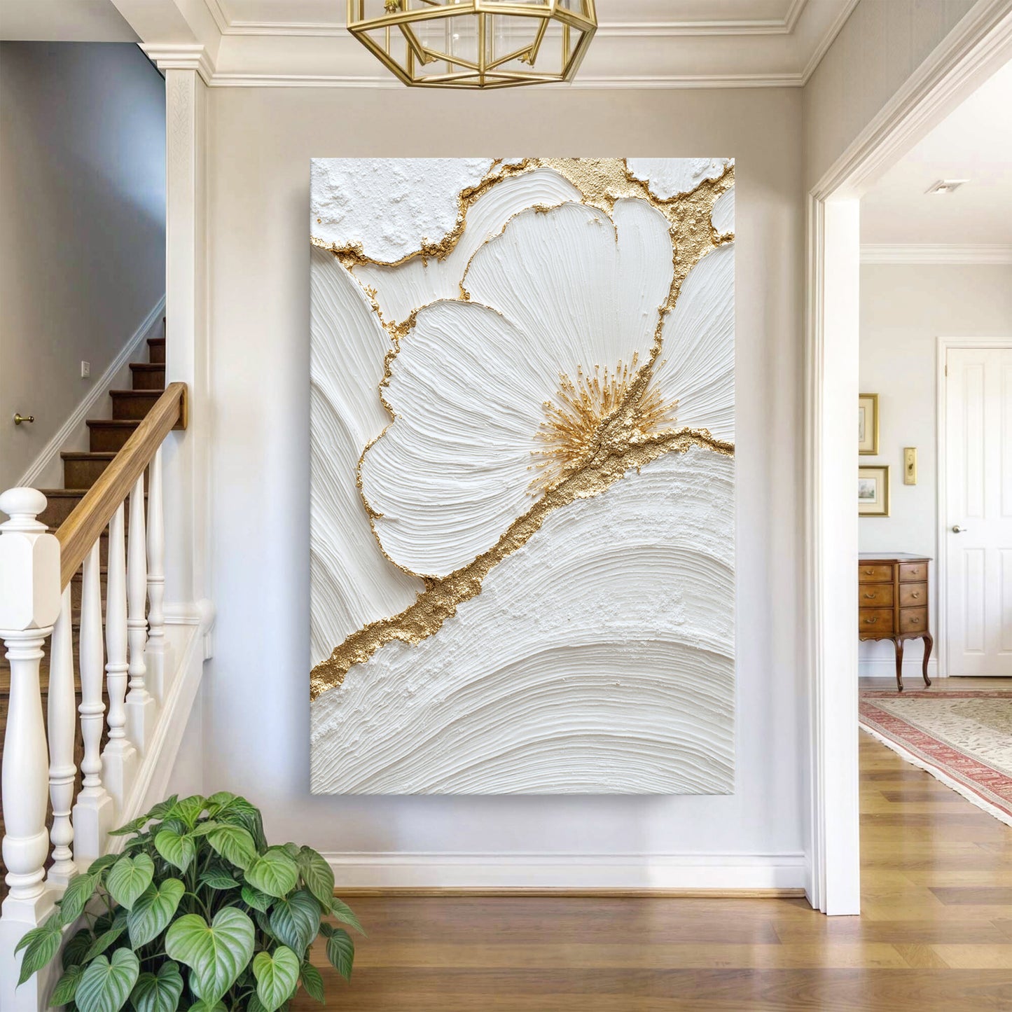 Abstract Golden Floral Patterns Wall Art