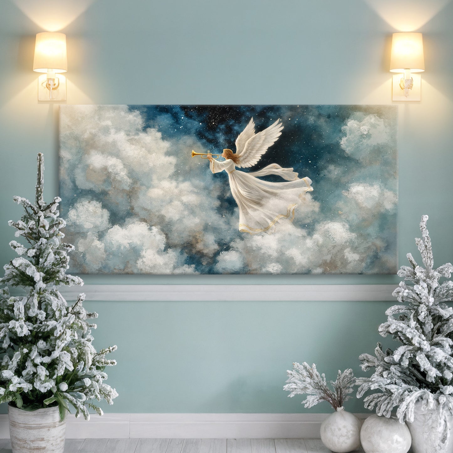 Angel Playing Trumpet Christmas Wall Art