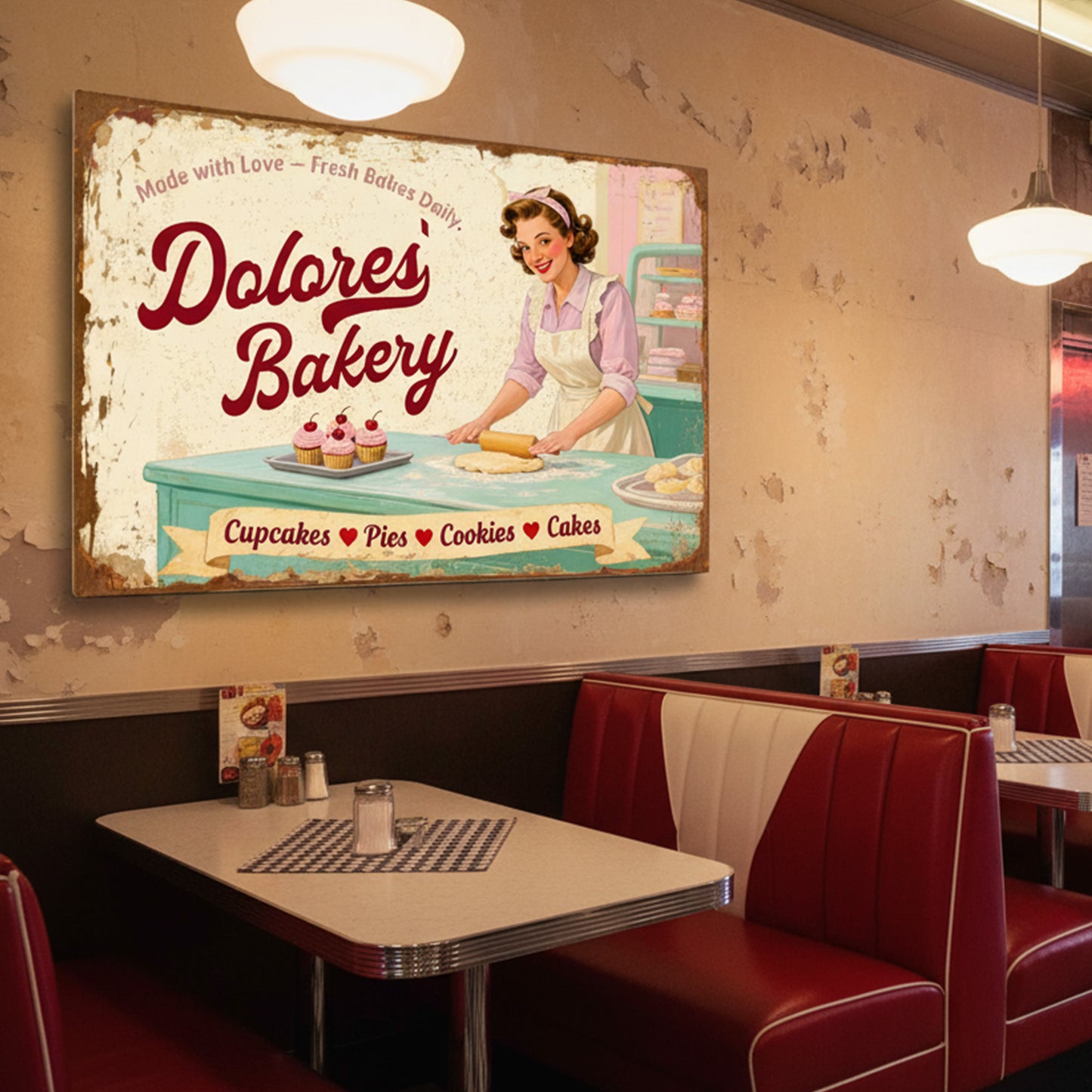 Vintage Mom's Bakery Farmhouse Wall Sign