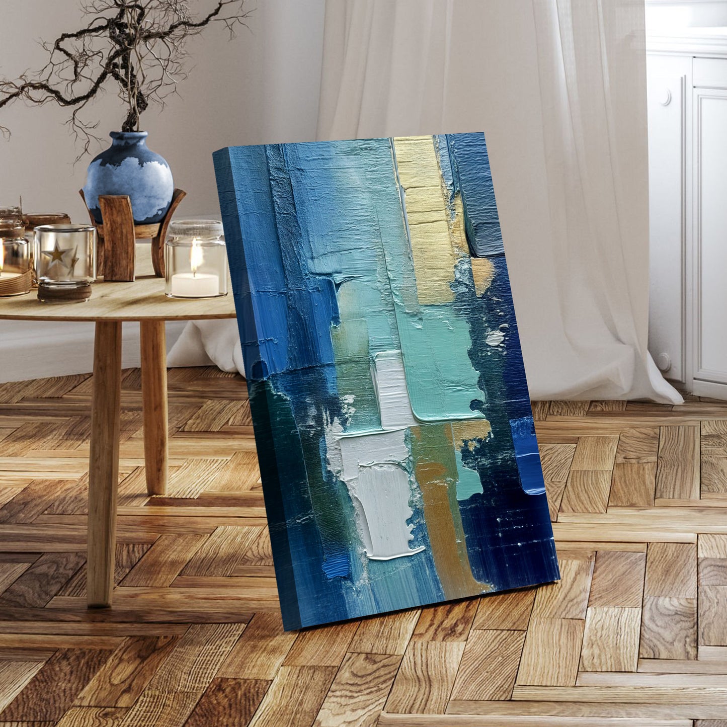 Abstract Blue Green Patterns Wall Art