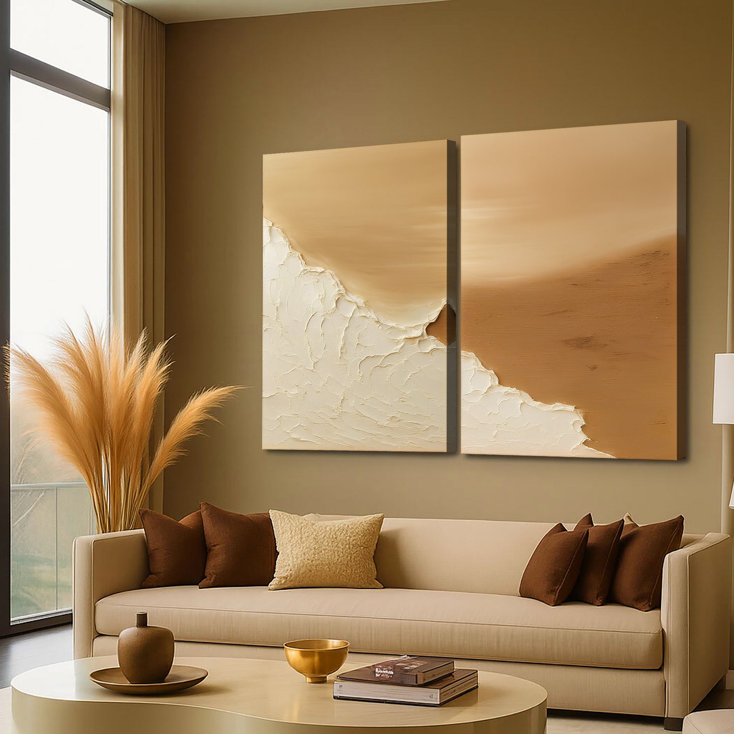 Minimalist Ebb and Flow Seascape Duo Wall Art