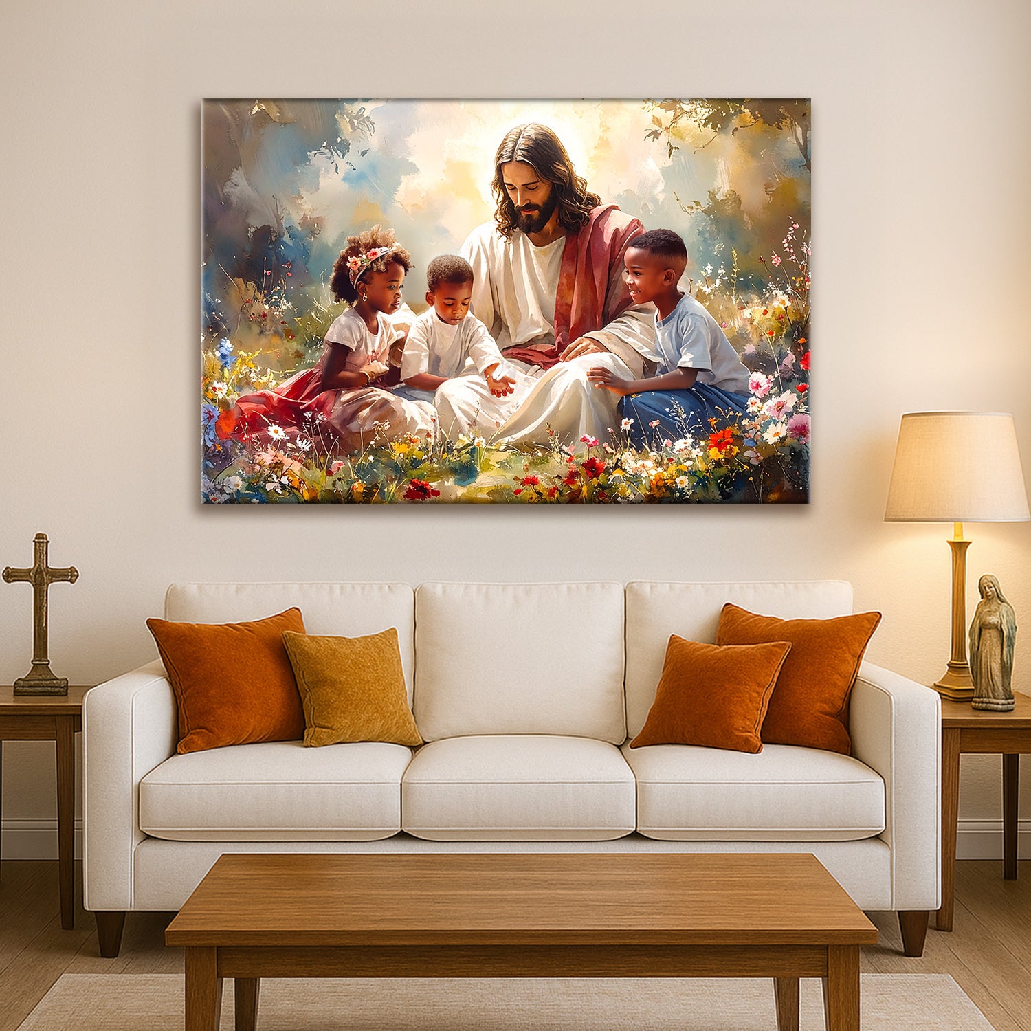 Jesus With Children Faith Wall Art V
