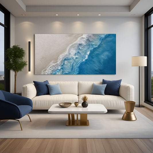 White Sea Waves Abstract Wall Art