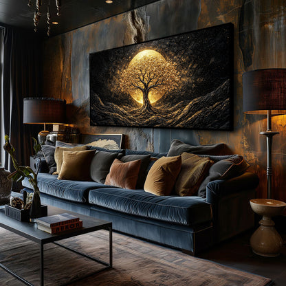 The Luminous Golden Tree Wall Art
