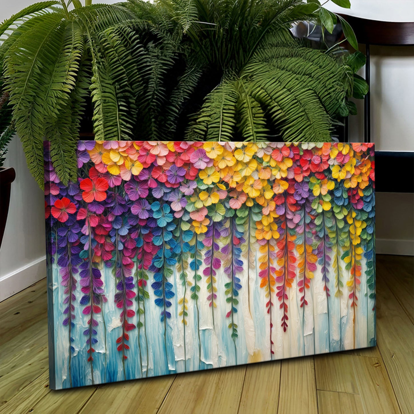 Cascade of Colors Impasto Wall Art