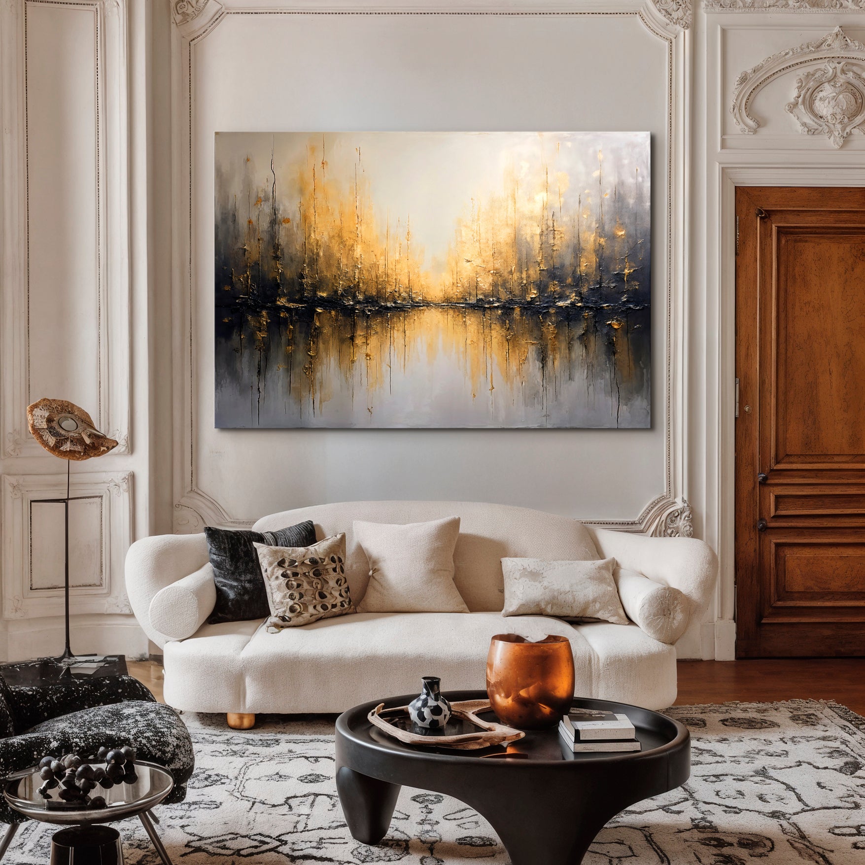 Golden Reflections Abstract Wall Art