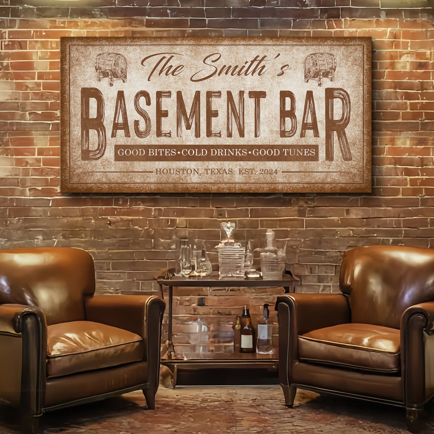 Personalized Basement Bar Wall Sign